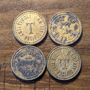 1910 Tacoma, Washington WA Tivoli Bar Café Saloon Heide & Petersen Props Token Lot of 3 Different 4 Total