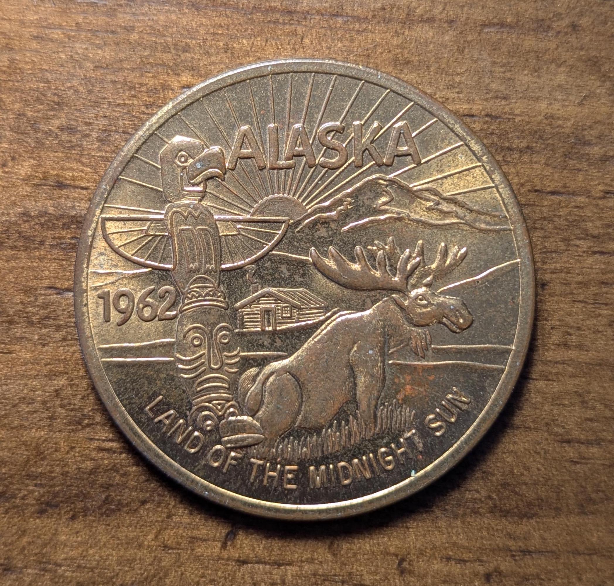 1962 Alaska AK the 49th State One Dollar in Trade so Called Dollar Land of  the Midnight Sun Moose Totem Pole Souvenir Coin Token - Etsy