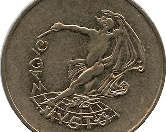 Magiczny Tajemniczy Tańczący Diabeł Magik Biały Metal Srebrny Kolor 34 mm Moneta Medal Żeton