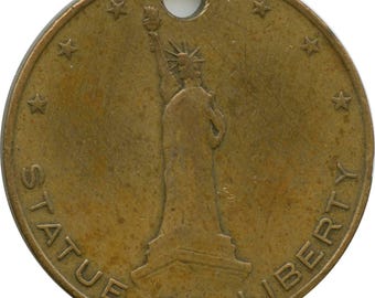 1932 New York City Statue of Liberty Radio City Music Hall Keychain Fob Token