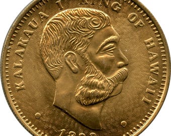 1883 (Acuñado en 1987) Kalakaua I Rey de Hawaii Akahi Dala Medalla de Moneda Conmemorativa Ficha