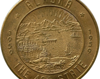 1959 Fairbanks, Alaska AK El 49.º estado Un dólar en comercio llamado dólar moneda de recuerdo ficha