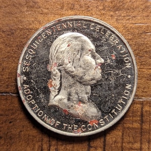 Goedkeuring van de grondwet George Washington First President Sesquicentennial Celebration Eagle Pictorial Coin Medal Token