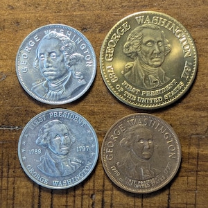 1789-1797 George Washington 1st President United States Commemorative Coin Medal Token Lot Set of 4 Different Types