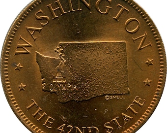 1889 Olympia, Washington WA 42nd State The Evergreen State Shell Gas Station Souvenir Token