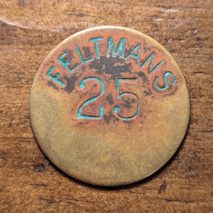 1890's Brooklyn, New York NY Feltmans Coney Island 25 Cent Early Incuse Coin Trade Token