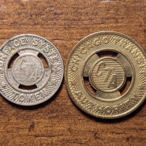 Chicago, Illinois IL Chicago Transit Authority CTA Fare Transit Token Set Lot of 2