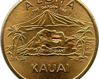 Lihue, Hawái (Kauai) La Isla Jardín El Gigante Dormido Príncipe Kuhio Cámara de Comercio Moneda de Dólar Sola Ficha - Original Flip