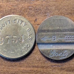 Early 1900&#39;s Detroit, Michigan MI Detroit City Gas Co. Telephone Check + Goetz Chicago, Illinois Phone Trade Token Lot