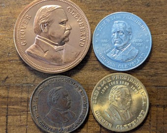1885-1889, 1893-1897 Grover Cleveland 22nd & 24th President Coin Medal Commemorative Token Lot of 4