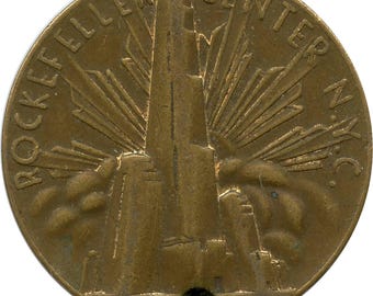 1939 New York World's Fair Rockefeller Center NY State Seal 26mm Medal Token