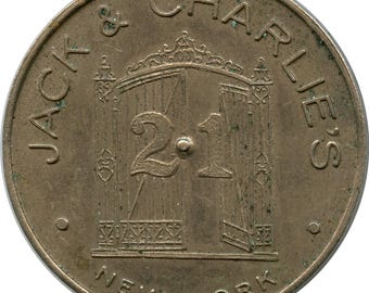 New York City 21 Club Speakeasy Jack & Charlie's Jockey Drink Spinner Arrow Pictorial Coin Token