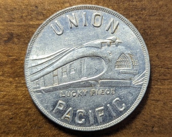 1930er undatierter Union Pacific Railroad UPRR Glücksbringer Alcoa Aluminium Pullman Wagen Zug Lokomotive Bildtoken