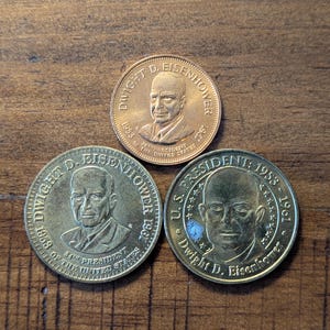 1953-1961 Dwight D. Eisenhower &quot;Ike&quot; 34th President United States of America Coin Medal Token Lot of 3 Different Types