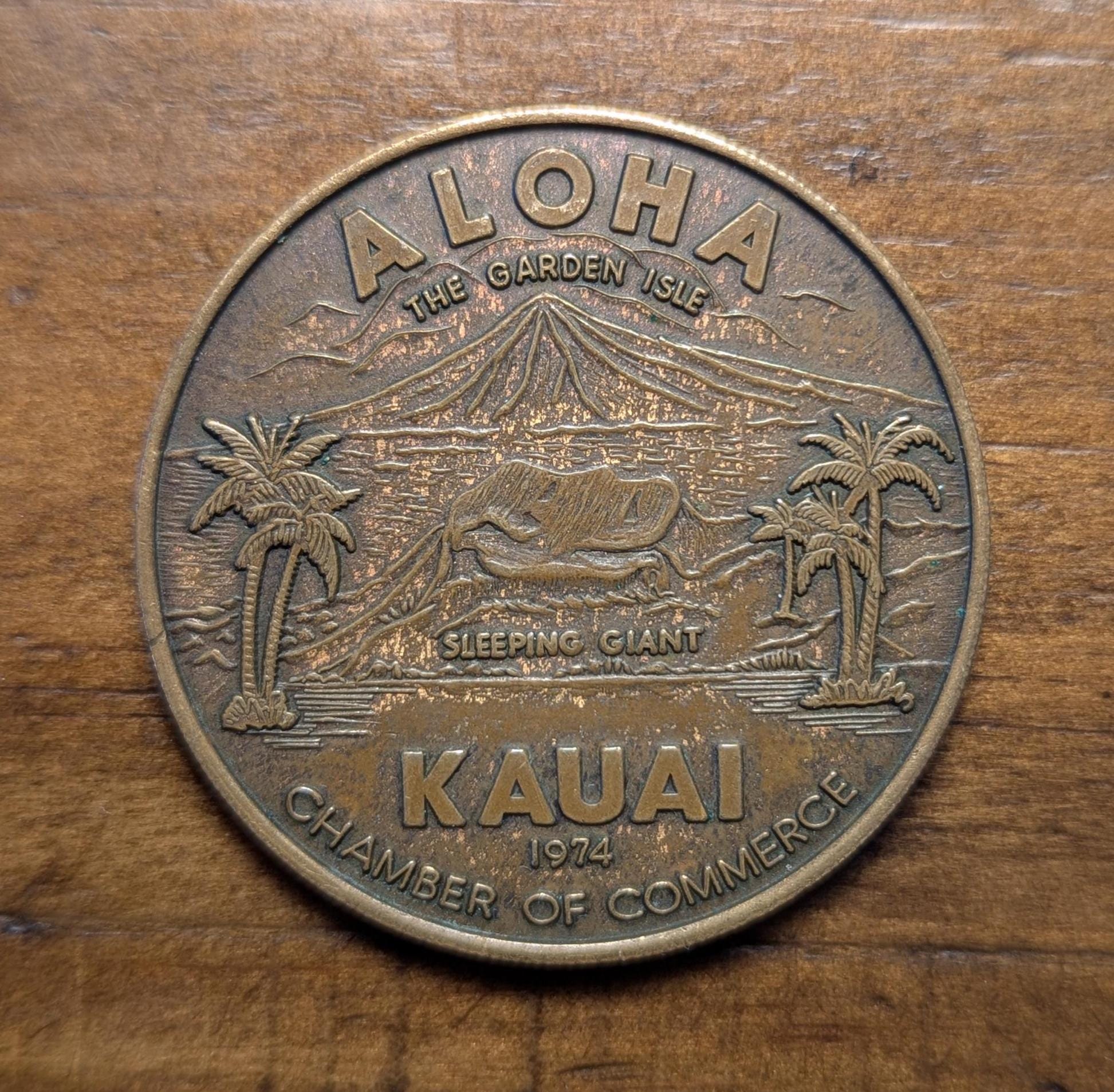 1974 年 ハワイ州リフエ (カウアイ島) ガーデン アイル スリーピング ジャイアント プリンス クヒオ いわゆる ドル コイン メダル トークン  - Etsy 日本