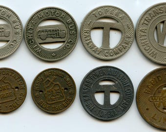 Topeka & Wichita, Kansas KS Railroad Railway Bus Fare Transit Token Lot