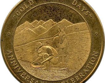 1966 Auburn, California CA Gold Rush Days Miner Panning Gold Burro Medal Token