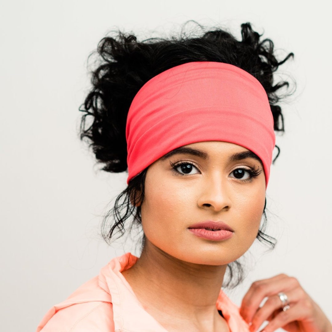 Gym Wrap Coral Moisture Absorbing Head Wrap Headband Hairstyle