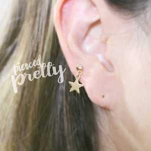 20g, 16g Star dangle tragus labret earring, Tragus ear stud labret, 316l, cartilage earring tragus helix conch / labret bar(optional), 1pc