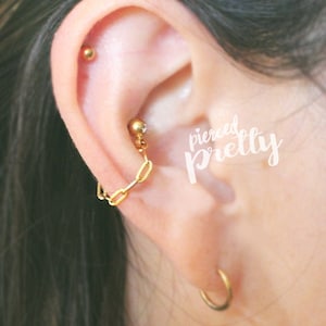 16g 20g conch rectangle chain earring, Helix conch hoop earring, ear cartilage chain dangle earring jewelry, 316l 304 Stainless Steel, 1pc