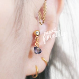 20g 16g Crystal dangle tragus labret earring, Tragus ear stud labret, 316l, cartilage earring tragus helix conch / labret bar(optional), 1pc