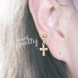 20g, 16g Cross dangle tragus labret earring, Tragus ear stud labret, 316l, cartilage earring tragus helix conch / labret bar(optional), 1pc