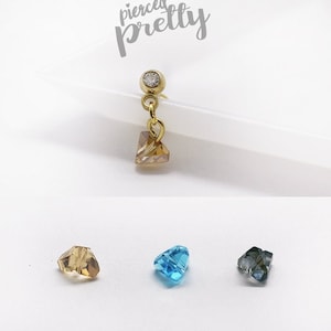 20g 16g Triángulo Pirámide de cristal delicado colgante tragus oreja stud, 316l acero quirúrgico, pendiente de cartílago tragus hélice, barra labret (opcional)1pc