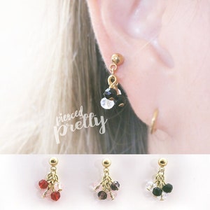 20g, 16g Kristall Knorpel Ohrring, Rose Gold Helix Ohrstecker, Zierliche Tragus Ohrstecker Labret, 316l chirurgischer Edelstahl, Lila 1Stk