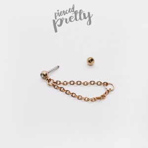 16g Conch double chain earring, conch hoop earring, helix earring, ear cartilage chain rose gold earring 316l surgical Steel Sold as a piece image 4