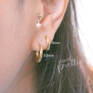 18g 316L Surgical steel hoops, silver, gold, hypoallergenic earrings jewelry, Ear lobes hoops,  Sold in pairs