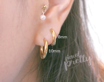 18g 316L Surgical steel hoops, silver, gold, hypoallergenic earrings jewelry, Ear lobes hoops,  Sold in pairs