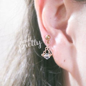 20g, 16g  dainty dangle helix tragus ear stud, 316l surgical steel, cartilage earring tragus helix / labret bar(optional), Sold as piece