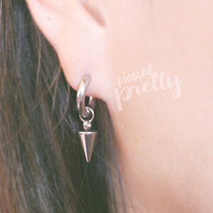 18g 316L Surgical steel cone hoops, hypoallergenic earrings jewelry, K-pop style Cone dangle ear lobe hoops, Sold in pairs