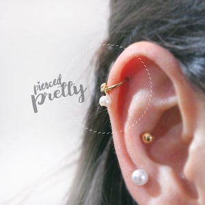 16g Pearl horseshoe ring, Rose gold helix hoop earring, Pearl helix earring, Ear cartilage jewelry, 316l Surgical steel, Sold individually