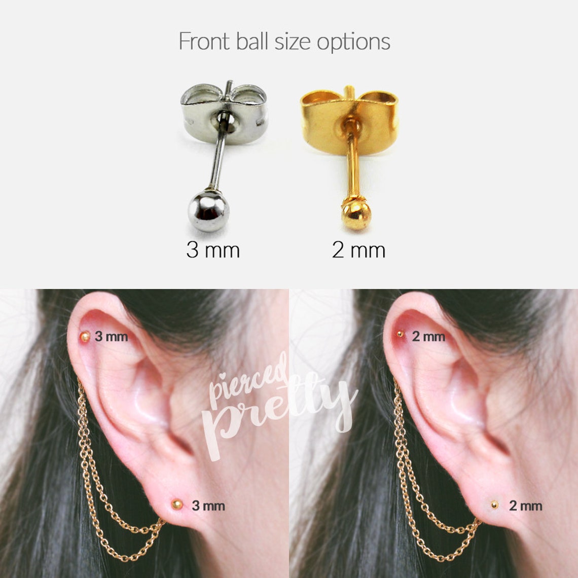 Helix to Lobe chain earring 20g dangle chain earring helix | Etsy