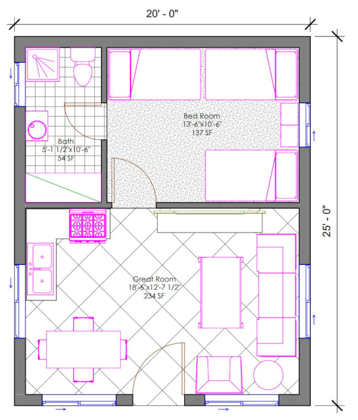 Tiny House Plans 500 Square Feet Design - Etsy