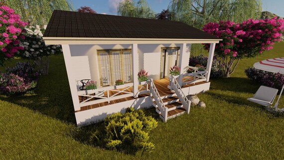 Affordable Tiny House Plans One Bedroom Home Cottage Small Tiny Living On Usb Flash Drive