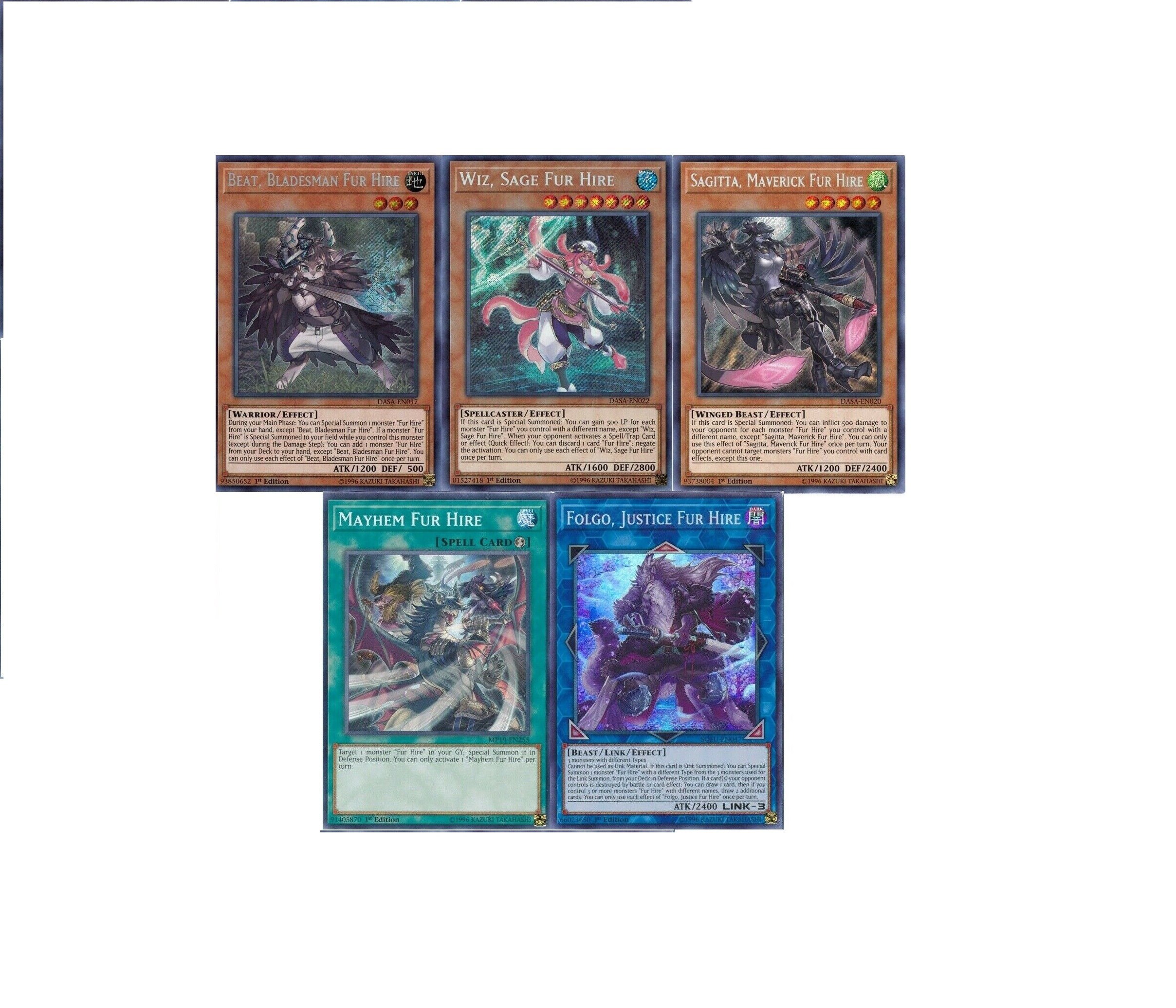 Yugioh Fur Hire Tournament Deck beat Bladesma Wiz Folgo - Etsy
