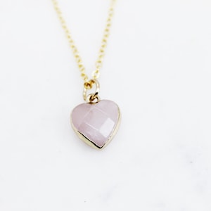 Gold Plated Rose Quartz Necklace | Genuine Rose  Quartz| Rose Quartz Carved Heart|  | Christmas Gift  | Jewelry Boxes| Dainty Necklace