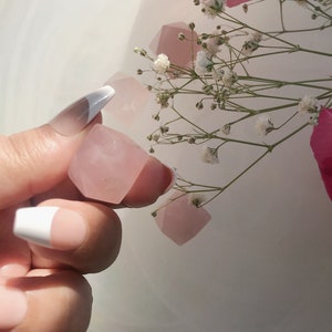 Geometric Tumbled Rose Quartz | Genuine Rose Quartz | Gift for Her | Valentines Decor | Rose Quartz Bulk | Tumbled Rose Quartz | Pink Quartz