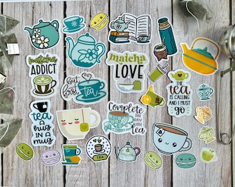 Tea Stickers,But First Tea Sticker Set,Artsy Arthurs,Tea sticker,matcha sticker,laptop sticker,water bottle sticker,scrapbooking,journaling