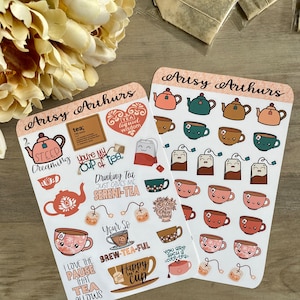 Theestickers, theestickervellen, artsy Arthurs, dagboekstickers, plakboekstickers, plannerstickers, stickers