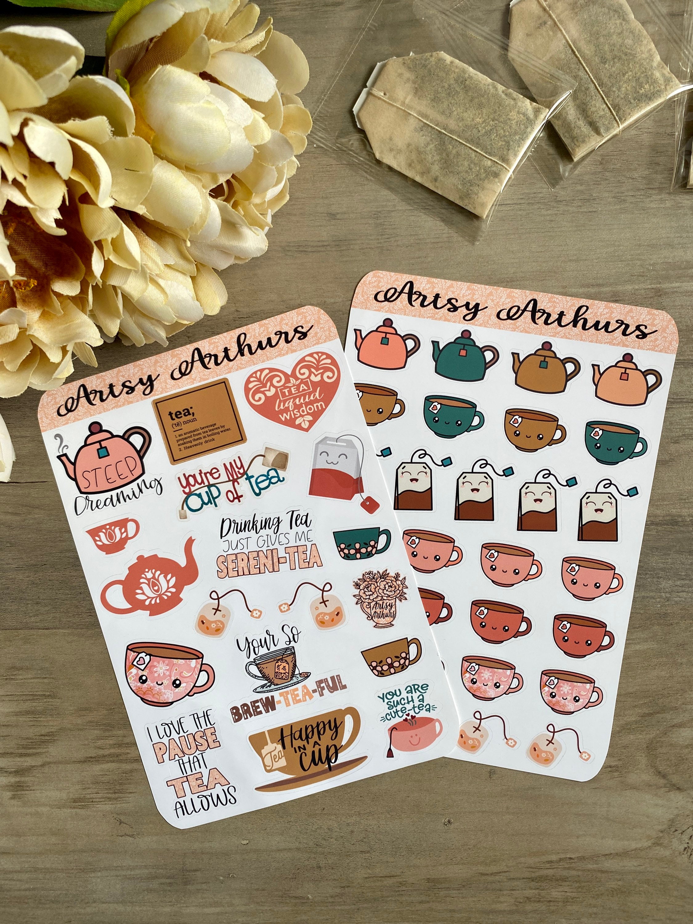 Tea Stickers,tea Sticker Sheets,artsy Arthurs,journal Stickers ...