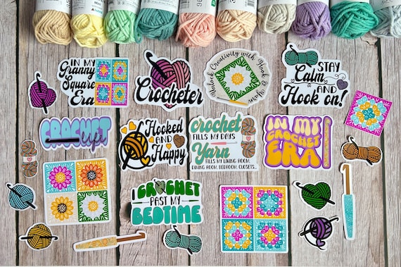 Crochet Stickers,crochet Sticker Pack,crochet Granny Square