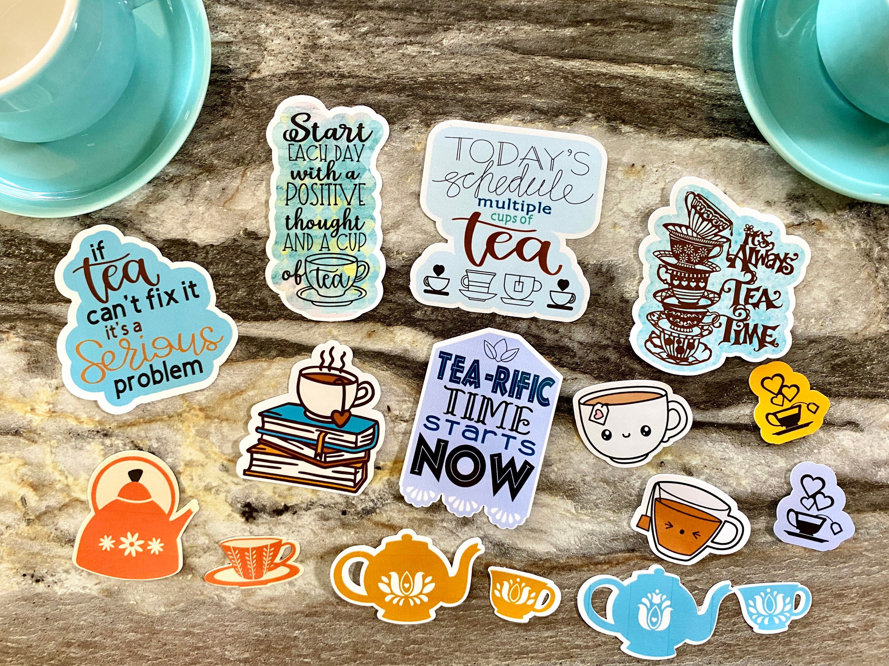 42 Clear Planner Stickers (1/2 each), Tea Stickers, Drink Stickers for  Planners and Calendars and more