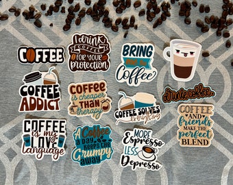 Coffee Sticker,Drink Coffee Sticker Pack, Coffee Decal Pack, Artsy Arthurs,scrapbook sticker, laptop stickers, phone stickers,water bottle