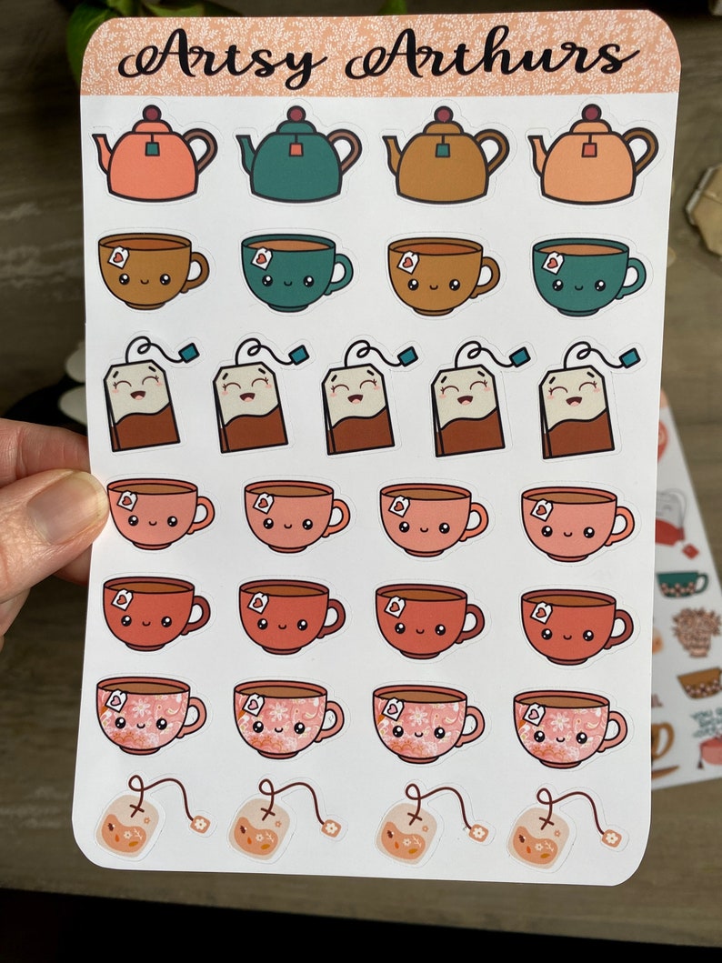 Tea Stickers,tea Sticker Sheets,artsy Arthurs,journal Stickers ...