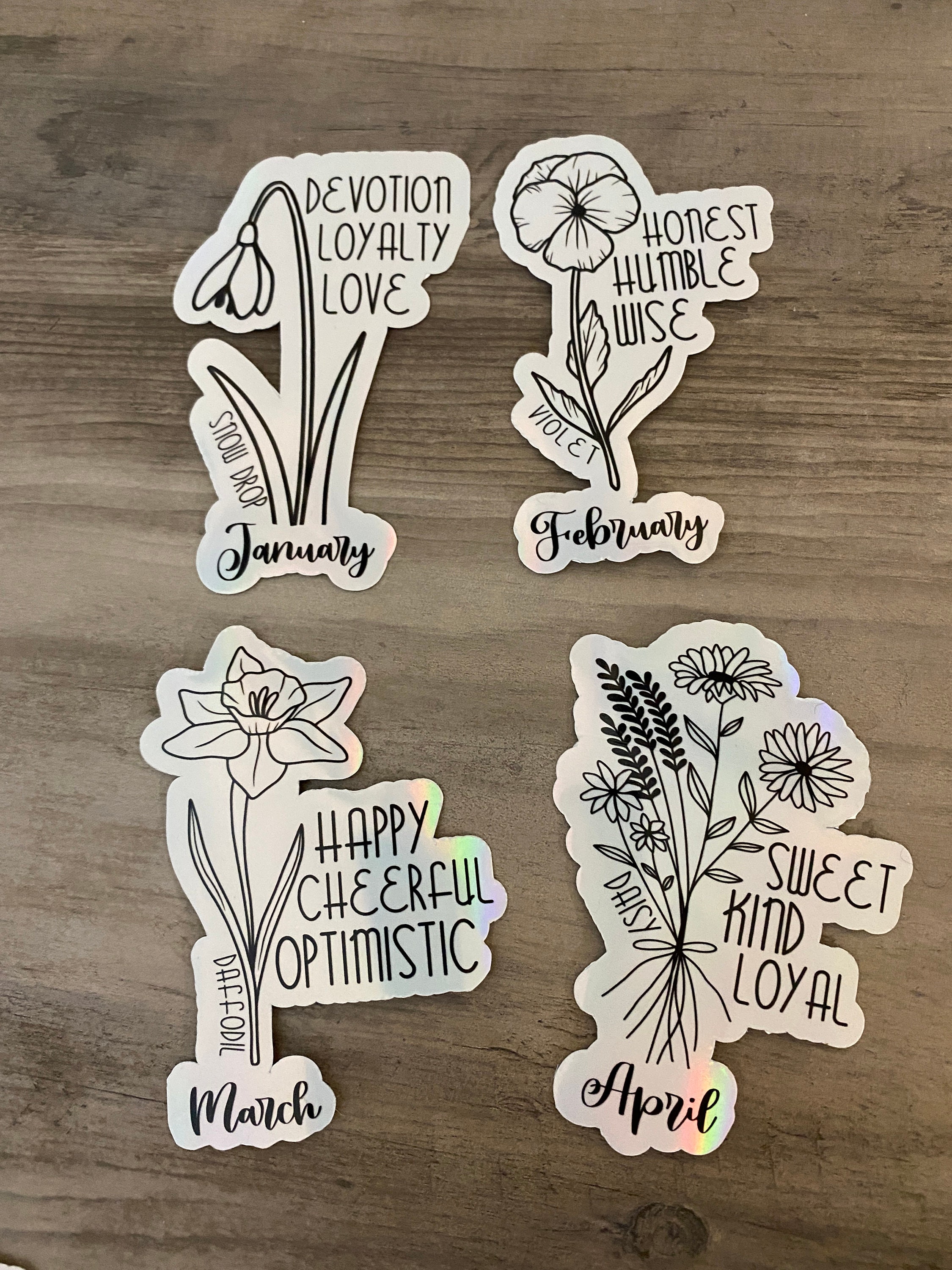 Birth Flower,birth Month Flower Sticker,holographic Flower Sticker ...