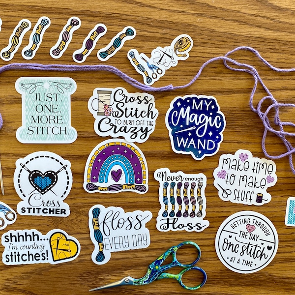 Craft Stickers,Cross Stitch Stickers,Artsy Arthurs,embroidery stickers,laptop stickers,hydro flask sticker, phone stickers,sewing stickers