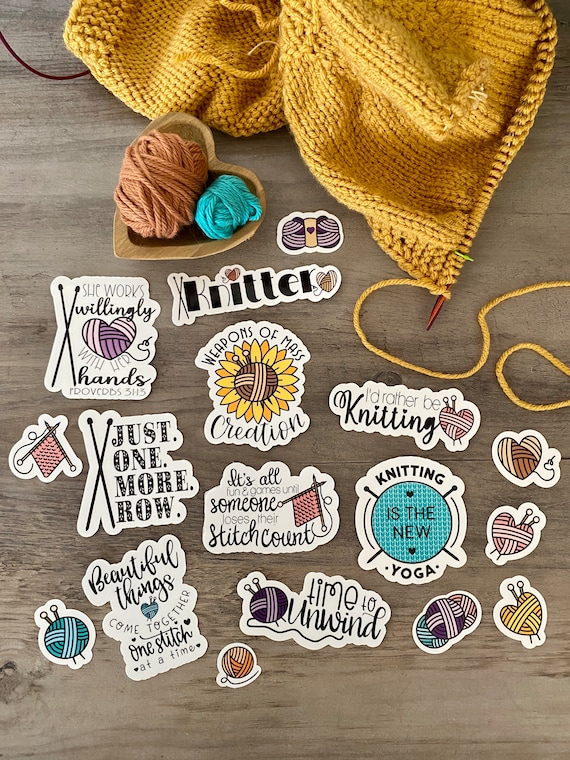 Knitting Stickers,Knitting Sticker Pack, Artsy Arthurs,hydro flask sticker, laptop sticker, phone sticker, car decal